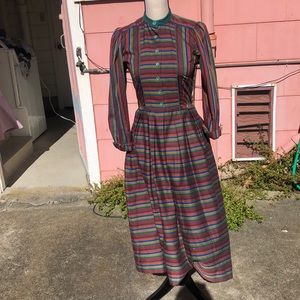 Sml vintage unique colorful stripe dress w pockts